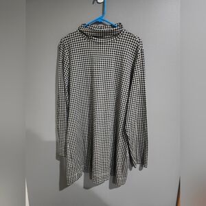 J. Jill Black and White Gingham Luxe Supima Turtleneck Tunic Size XL Tall